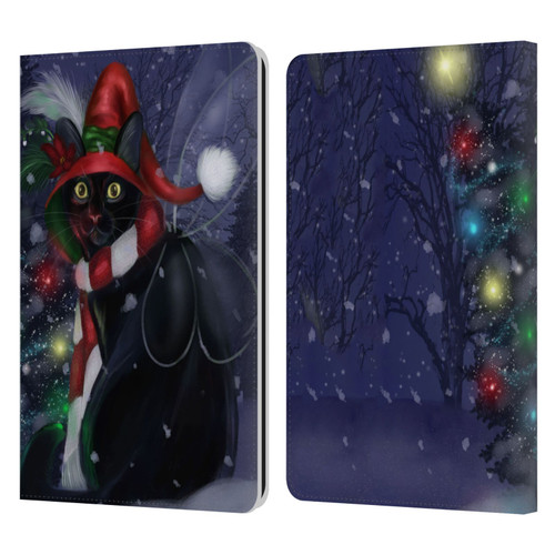 Ash Evans Black Cats Yuletide Cheer Leather Book Wallet Case Cover For Amazon Kindle Paperwhite 1 / 2 / 3