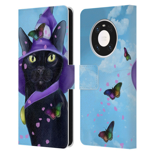Ash Evans Black Cats Butterfly Sky Leather Book Wallet Case Cover For Huawei Mate 40 Pro 5G