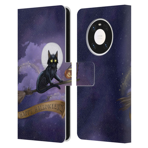 Ash Evans Black Cats Happy Halloween Leather Book Wallet Case Cover For Huawei Mate 40 Pro 5G