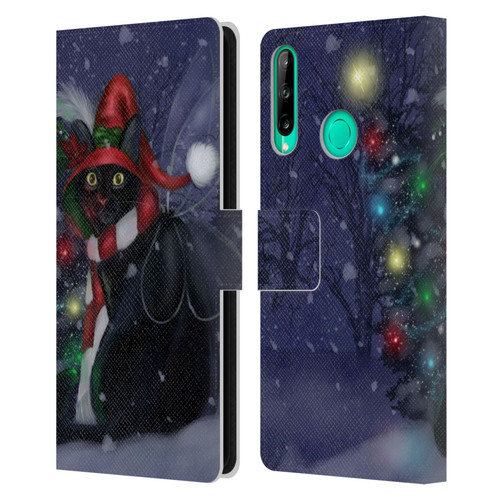 Ash Evans Black Cats Yuletide Cheer Leather Book Wallet Case Cover For Huawei P40 lite E