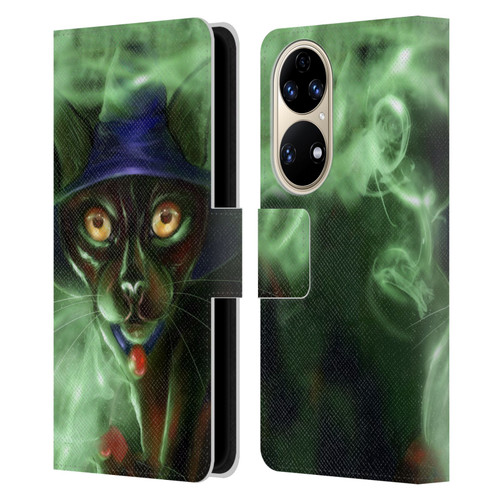 Ash Evans Black Cats Conjuring Magic Leather Book Wallet Case Cover For Huawei P50