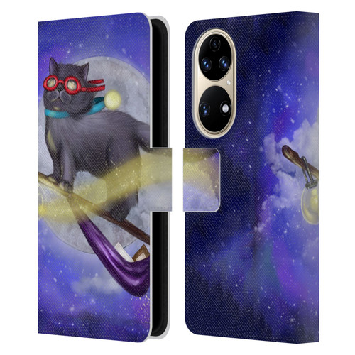 Ash Evans Black Cats Fly By Leather Book Wallet Case Cover For Huawei P50