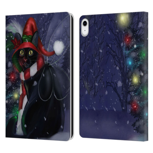 Ash Evans Black Cats Yuletide Cheer Leather Book Wallet Case Cover For Apple iPad 10.9 (2022)