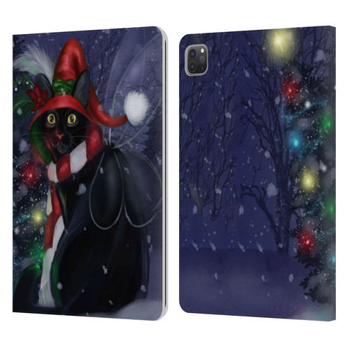Ash Evans Black Cats Yuletide Cheer Leather Book Wallet Case Cover For Apple iPad Pro 11 2020 / 2021 / 2022