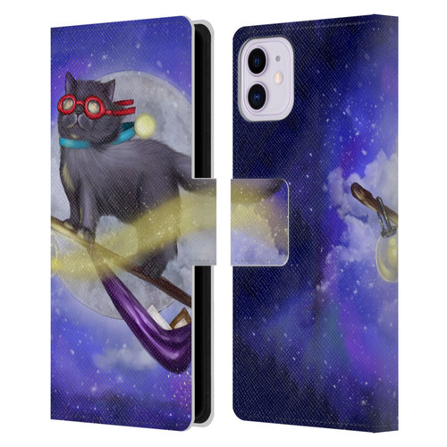 Ash Evans Black Cats Fly By Leather Book Wallet Case Cover For Apple iPhone 11