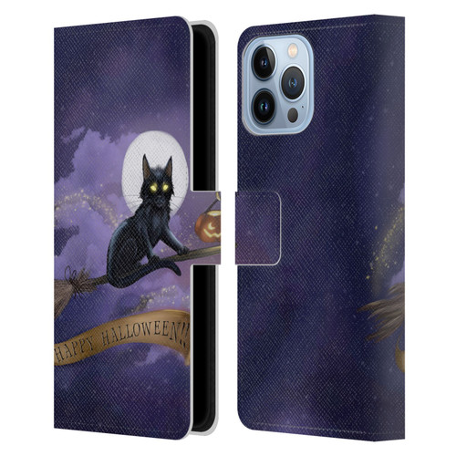 Ash Evans Black Cats Happy Halloween Leather Book Wallet Case Cover For Apple iPhone 13 Pro Max