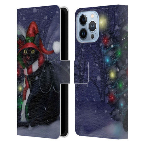 Ash Evans Black Cats Yuletide Cheer Leather Book Wallet Case Cover For Apple iPhone 13 Pro Max