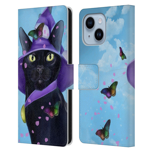 Ash Evans Black Cats Butterfly Sky Leather Book Wallet Case Cover For Apple iPhone 14 Plus