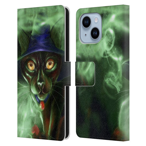 Ash Evans Black Cats Conjuring Magic Leather Book Wallet Case Cover For Apple iPhone 14 Plus