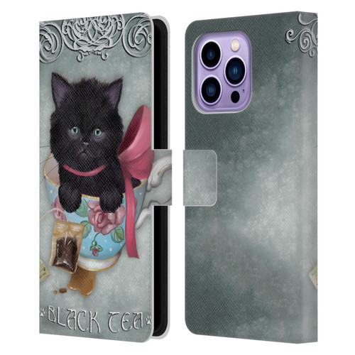 Ash Evans Black Cats Tea Leather Book Wallet Case Cover For Apple iPhone 14 Pro Max
