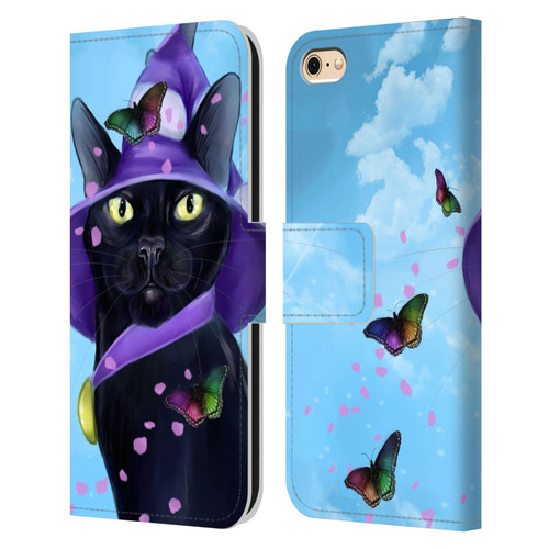 Ash Evans Black Cats Butterfly Sky Leather Book Wallet Case Cover For Apple iPhone 6 / iPhone 6s