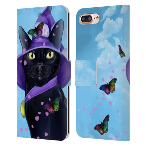 Ash Evans Black Cats Butterfly Sky Leather Book Wallet Case Cover For Apple iPhone 7 Plus / iPhone 8 Plus