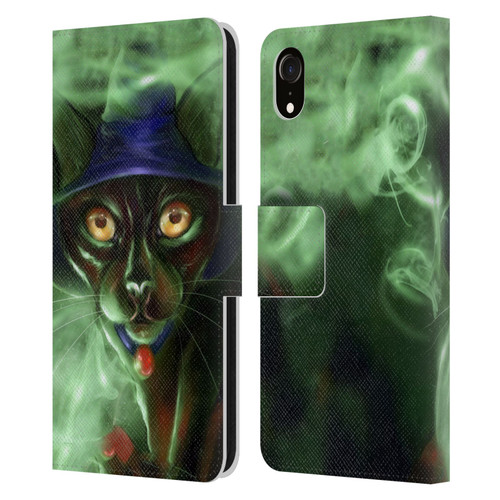 Ash Evans Black Cats Conjuring Magic Leather Book Wallet Case Cover For Apple iPhone XR
