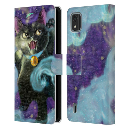 Ash Evans Black Cats Poof! Leather Book Wallet Case Cover For Nokia C2 2nd Edition