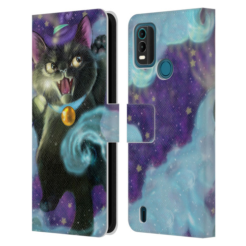 Ash Evans Black Cats Poof! Leather Book Wallet Case Cover For Nokia G11 Plus