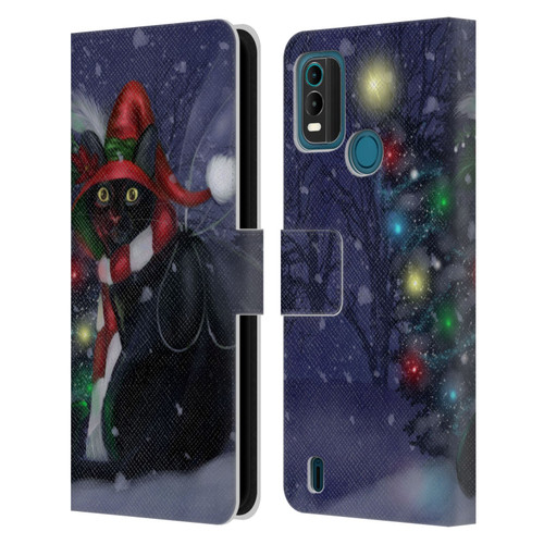 Ash Evans Black Cats Yuletide Cheer Leather Book Wallet Case Cover For Nokia G11 Plus