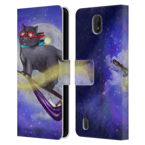 Ash Evans Black Cats Fly By Leather Book Wallet Case Cover For Nokia C01 Plus/C1 2nd Edition