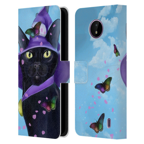 Ash Evans Black Cats Butterfly Sky Leather Book Wallet Case Cover For Nokia C10 / C20