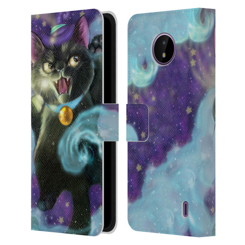 Ash Evans Black Cats Poof! Leather Book Wallet Case Cover For Nokia C10 / C20
