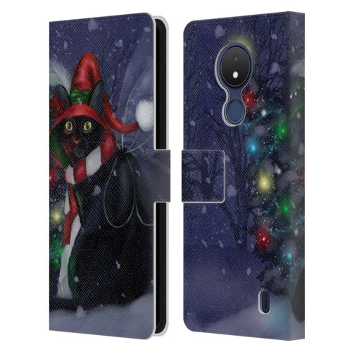 Ash Evans Black Cats Yuletide Cheer Leather Book Wallet Case Cover For Nokia C21