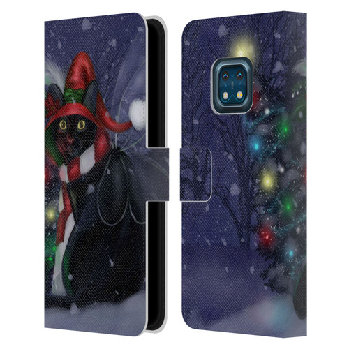 Ash Evans Black Cats Yuletide Cheer Leather Book Wallet Case Cover For Nokia XR20