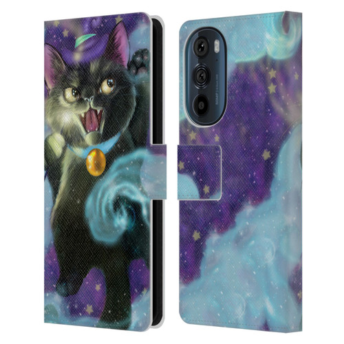 Ash Evans Black Cats Poof! Leather Book Wallet Case Cover For Motorola Edge 30