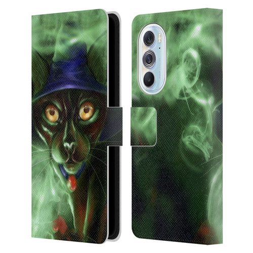 Ash Evans Black Cats Conjuring Magic Leather Book Wallet Case Cover For Motorola Edge X30