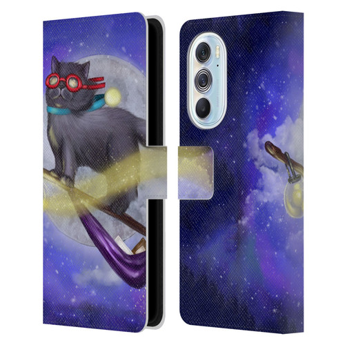 Ash Evans Black Cats Fly By Leather Book Wallet Case Cover For Motorola Edge X30