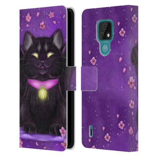 Ash Evans Black Cats Lucky Leather Book Wallet Case Cover For Motorola Moto E7