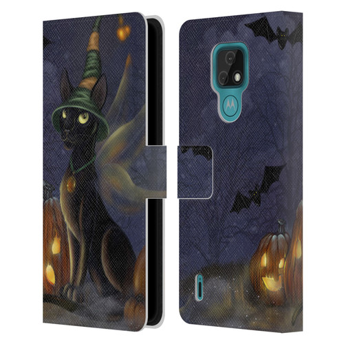 Ash Evans Black Cats The Witching Time Leather Book Wallet Case Cover For Motorola Moto E7