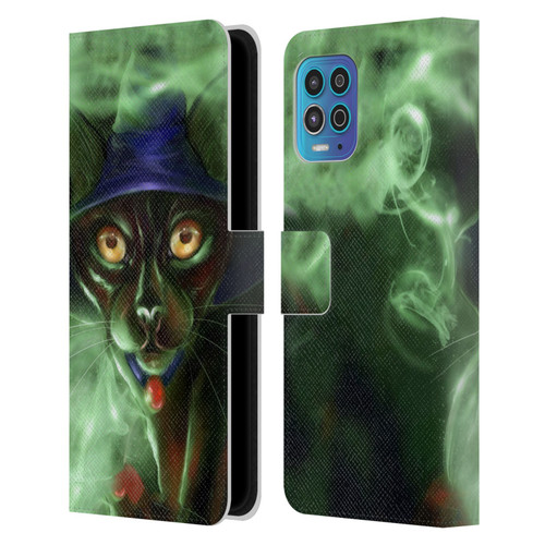 Ash Evans Black Cats Conjuring Magic Leather Book Wallet Case Cover For Motorola Moto G100