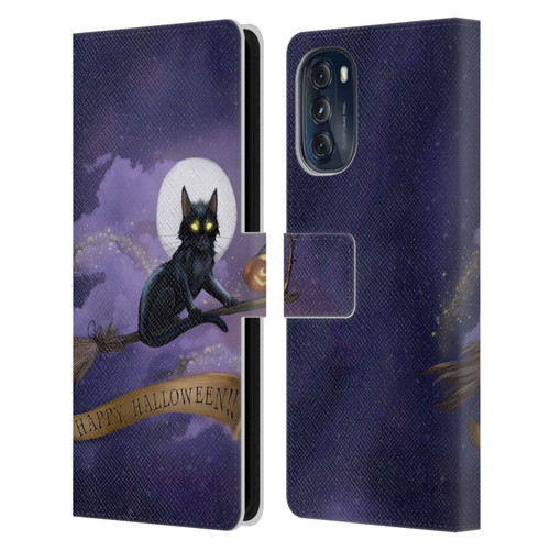 Ash Evans Black Cats Happy Halloween Leather Book Wallet Case Cover For Motorola Moto G (2022)