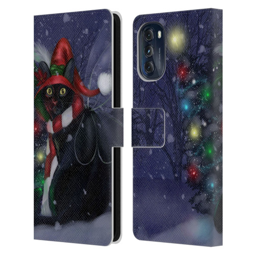 Ash Evans Black Cats Yuletide Cheer Leather Book Wallet Case Cover For Motorola Moto G (2022)