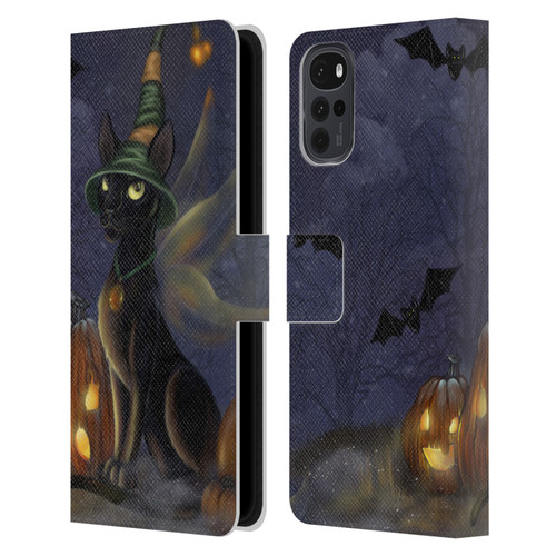 Ash Evans Black Cats The Witching Time Leather Book Wallet Case Cover For Motorola Moto G22