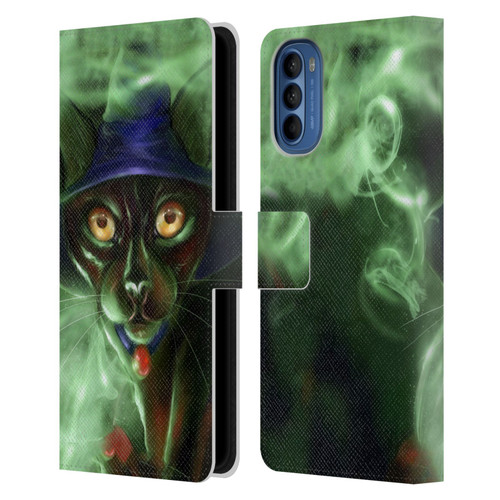 Ash Evans Black Cats Conjuring Magic Leather Book Wallet Case Cover For Motorola Moto G41