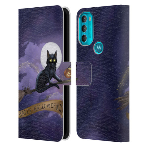 Ash Evans Black Cats Happy Halloween Leather Book Wallet Case Cover For Motorola Moto G71 5G