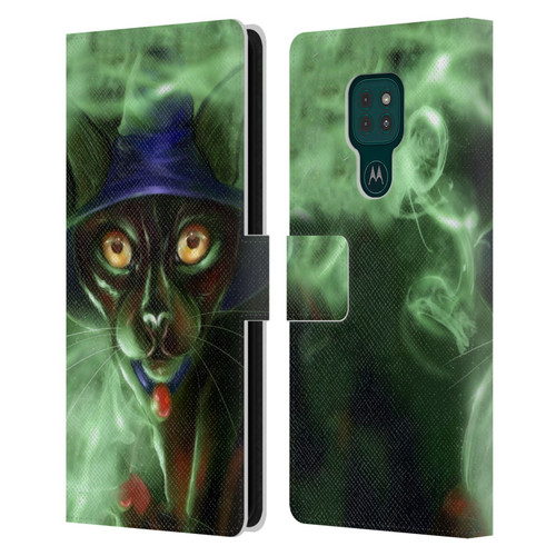 Ash Evans Black Cats Conjuring Magic Leather Book Wallet Case Cover For Motorola Moto G9 Play