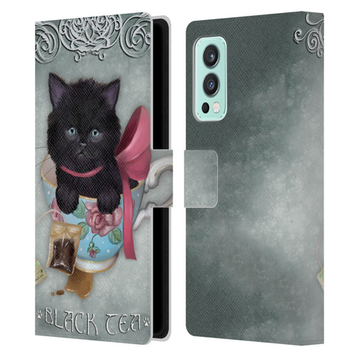 Ash Evans Black Cats Tea Leather Book Wallet Case Cover For OnePlus Nord 2 5G