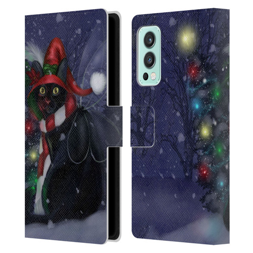 Ash Evans Black Cats Yuletide Cheer Leather Book Wallet Case Cover For OnePlus Nord 2 5G