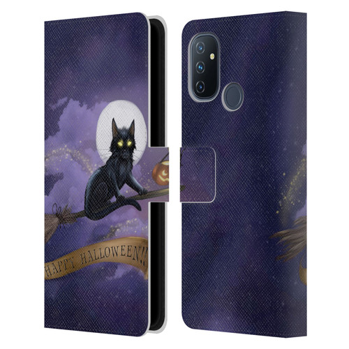 Ash Evans Black Cats Happy Halloween Leather Book Wallet Case Cover For OnePlus Nord N100