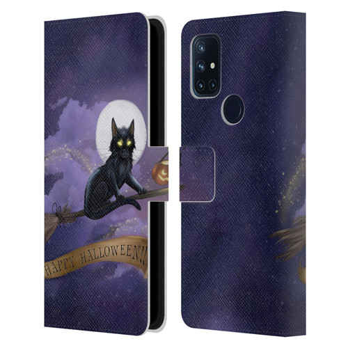 Ash Evans Black Cats Happy Halloween Leather Book Wallet Case Cover For OnePlus Nord N10 5G