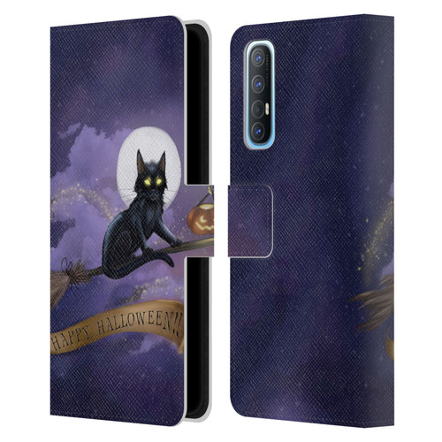 Ash Evans Black Cats Happy Halloween Leather Book Wallet Case Cover For OPPO Find X2 Neo 5G