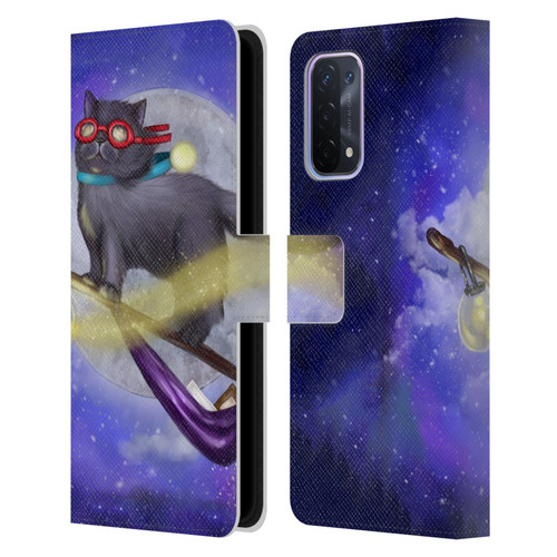 Ash Evans Black Cats Fly By Leather Book Wallet Case Cover For OPPO A54 5G