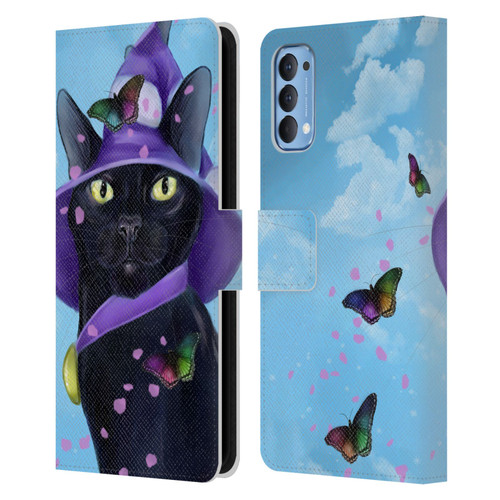 Ash Evans Black Cats Butterfly Sky Leather Book Wallet Case Cover For OPPO Reno 4 5G