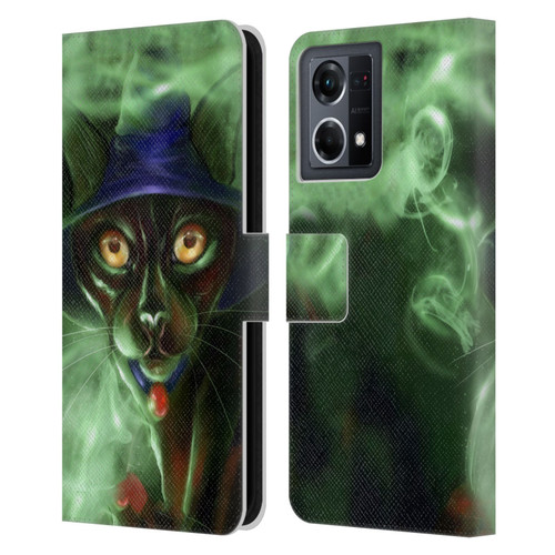 Ash Evans Black Cats Conjuring Magic Leather Book Wallet Case Cover For OPPO Reno8 4G