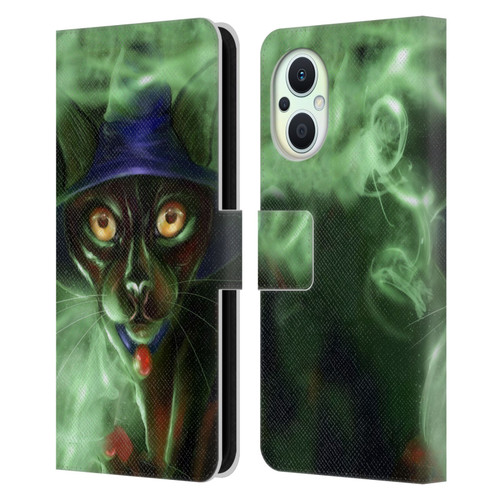 Ash Evans Black Cats Conjuring Magic Leather Book Wallet Case Cover For OPPO Reno8 Lite