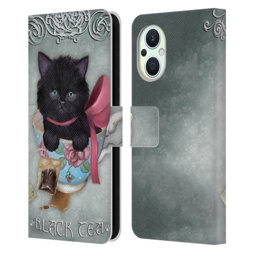 Ash Evans Black Cats Tea Leather Book Wallet Case Cover For OPPO Reno8 Lite
