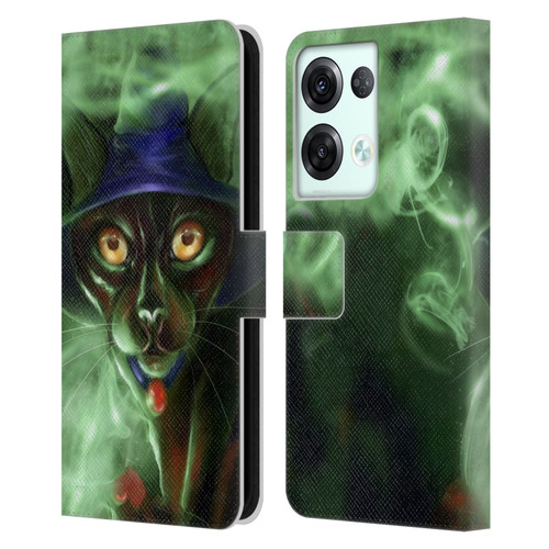 Ash Evans Black Cats Conjuring Magic Leather Book Wallet Case Cover For OPPO Reno8 Pro