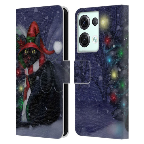 Ash Evans Black Cats Yuletide Cheer Leather Book Wallet Case Cover For OPPO Reno8 Pro