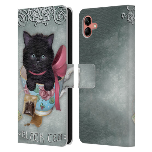 Ash Evans Black Cats Tea Leather Book Wallet Case Cover For Samsung Galaxy A04 (2022)